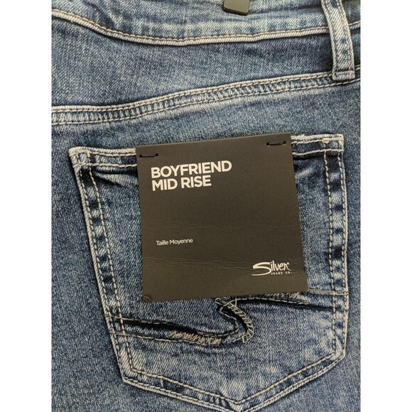 Silver Jeans Co. Boyfriend Mid Rise Distressed Stretch Denim Jeans 30 x 29 NWT - Picture 13 of 15